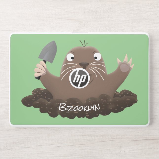 Funny pocket gopher digging cartoon illustration HP laptop skin (Front)