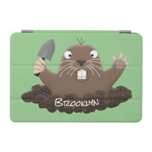 Funny pocket gopher digging cartoon illustration iPad mini cover