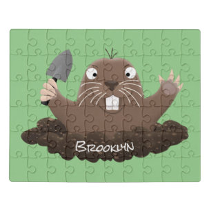 Funny pocket gopher digging cartoon illustration jigsaw puzzle