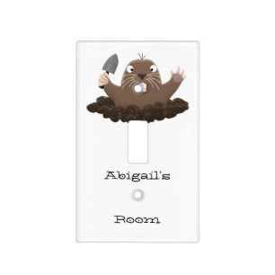 Funny pocket gopher digging cartoon illustration light switch cover