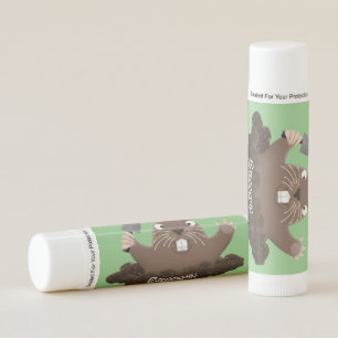 Funny pocket gopher digging cartoon illustration lip balm
