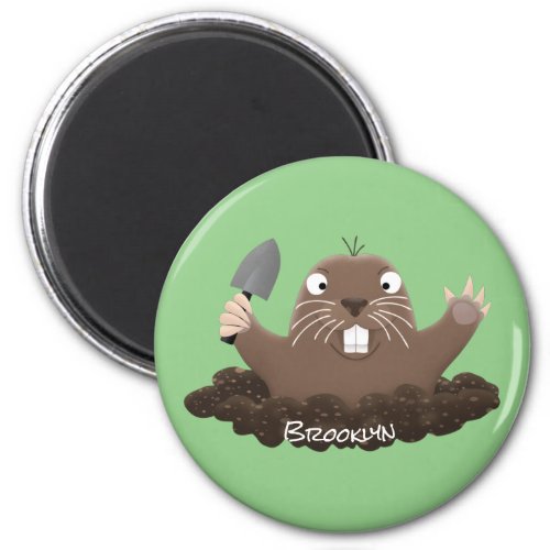 Funny pocket gopher digging cartoon illustration magnet