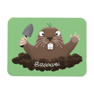 Funny pocket gopher digging cartoon illustration magnet