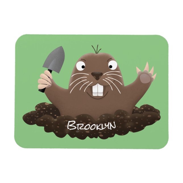 Funny pocket gopher digging cartoon illustration  magnet (Horizontal)