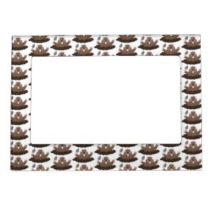 Funny pocket gopher digging cartoon illustration magnetic frame