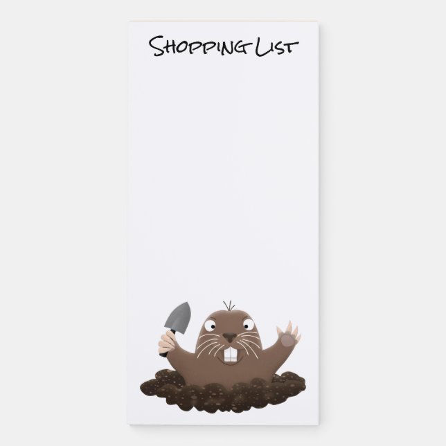 Funny pocket gopher digging cartoon illustration  magnetic notepad (Front)