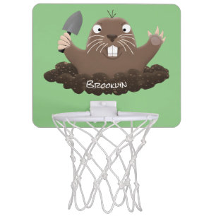 Funny pocket gopher digging cartoon illustration mini basketball hoop