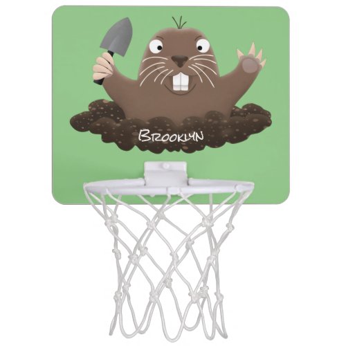 Funny pocket gopher digging cartoon illustration mini basketball hoop