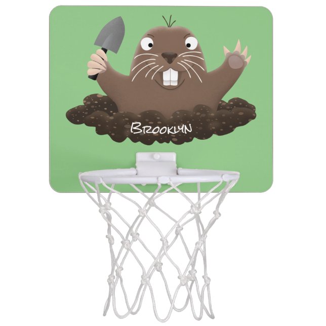 Funny pocket gopher digging cartoon illustration mini basketball hoop (Front)