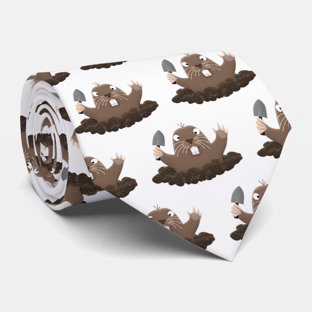 Funny pocket gopher digging cartoon illustration neck tie (Rolled)