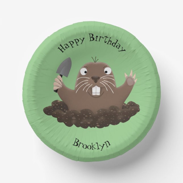 Funny pocket gopher digging cartoon illustration paper bowls (Front)