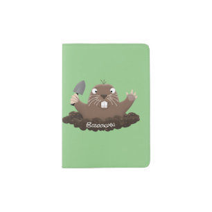 Funny pocket gopher digging cartoon illustration passport holder
