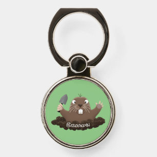 Funny pocket gopher digging cartoon illustration  phone ring stand