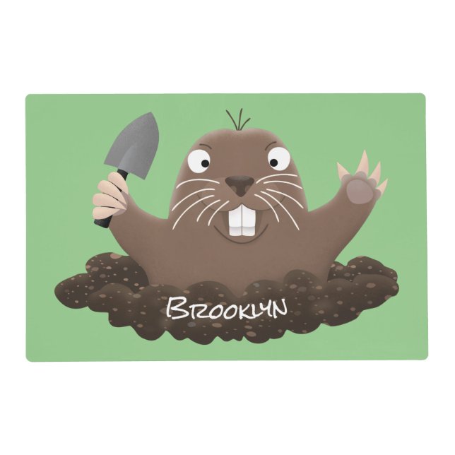 Funny pocket gopher digging cartoon illustration placemat (Front)