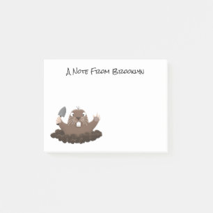 Funny pocket gopher digging cartoon illustration post-it notes