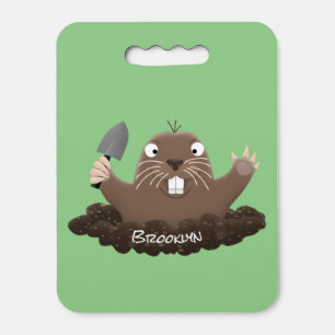 Funny pocket gopher digging cartoon illustration seat cushion
