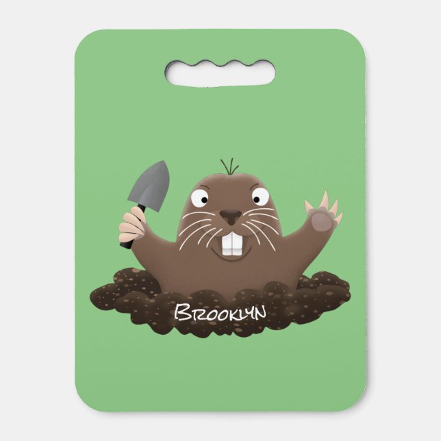 Funny pocket gopher digging cartoon illustration seat cushion (Front Vertical)