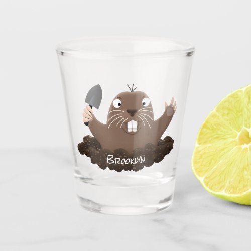 Funny pocket gopher digging cartoon illustration shot glass