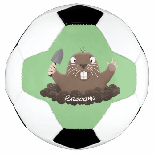 Funny pocket gopher digging cartoon illustration soccer ball