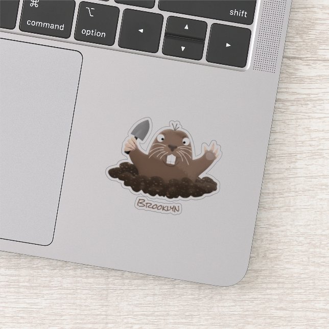 Funny pocket gopher digging cartoon illustration sticker (Detail)