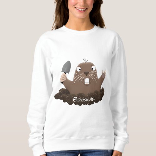 Funny pocket gopher digging cartoon illustration  sweatshirt