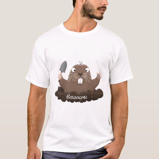 Funny pocket gopher digging cartoon illustration  T-Shirt (Front)