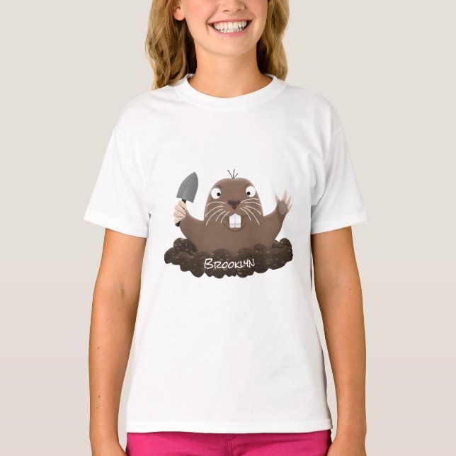 Funny pocket gopher digging cartoon illustration  T-Shirt (Front)