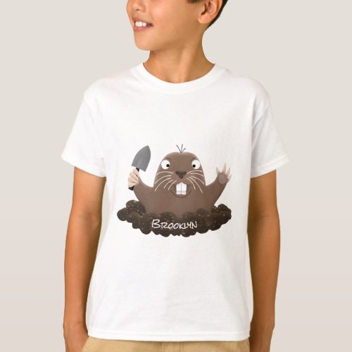 Funny pocket gopher digging cartoon illustration T_Shirt