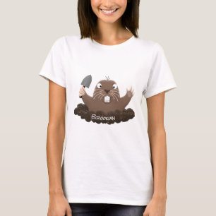 Funny pocket gopher digging cartoon illustration  T-Shirt