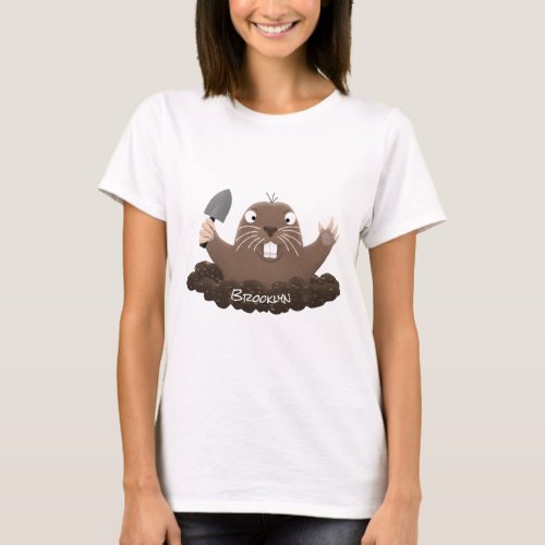 Funny pocket gopher digging cartoon illustration  T_Shirt