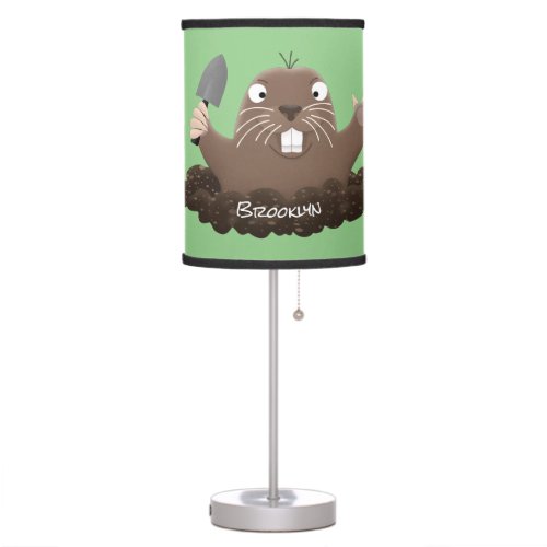 Funny pocket gopher digging cartoon illustration table lamp