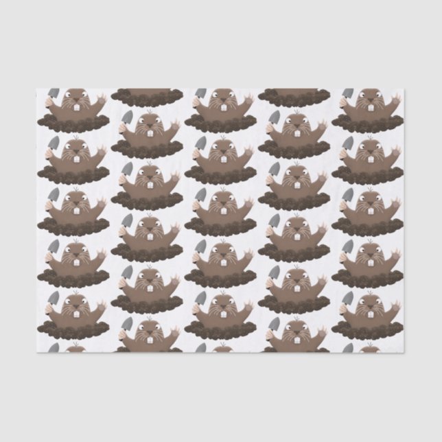 Funny pocket gopher digging cartoon illustration  tissue paper (Front)