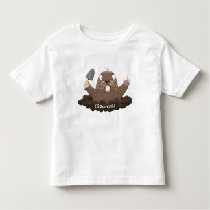 Funny pocket gopher digging cartoon illustration toddler t-shirt