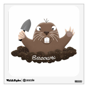 Funny pocket gopher digging cartoon illustration wall decal