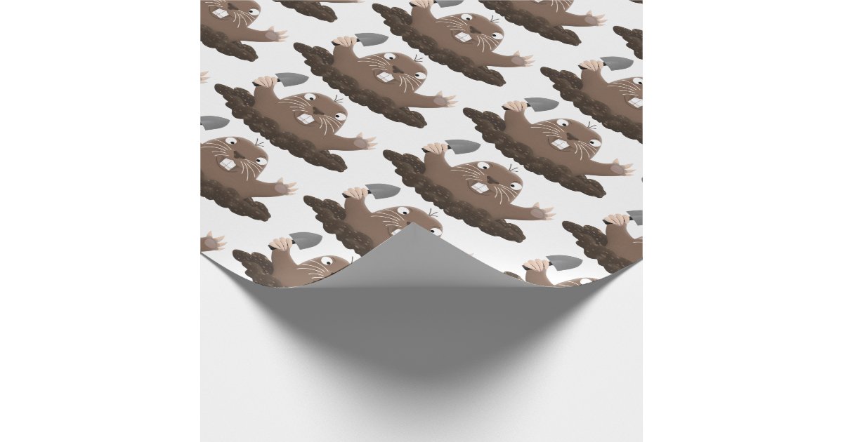 Funny pocket gopher digging cartoon illustration wrapping paper Zazzle