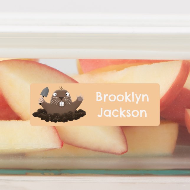 Funny pocket gopher digging cartoon personalized labels (Affixed)