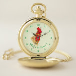 Funny Pocket Watch Surprised Rooster - Custom Text<br><div class="desc">Funny Pocket Watches with Surprised Curious Rooster - What's So Funny ? - Cartoon Fun Drawing and Playful Text - Customizable - or Choose / Add Your Unique Text / Fonts / Colors / Size - Make Your Special Watches Gift - Resize and move or remove and add elements /...</div>