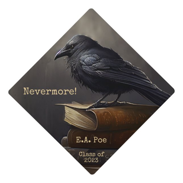 Funny Poe Nevermore Graduation Graduation Cap Topper (Front)