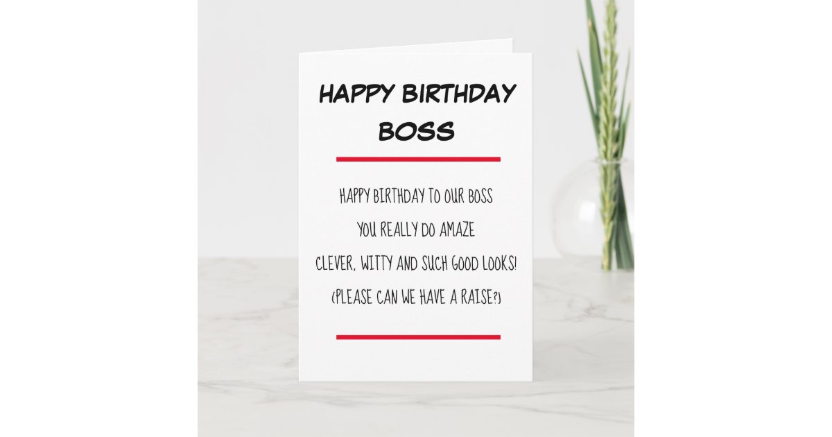 Funny Poem Boss Happy Birthday Card | Zazzle