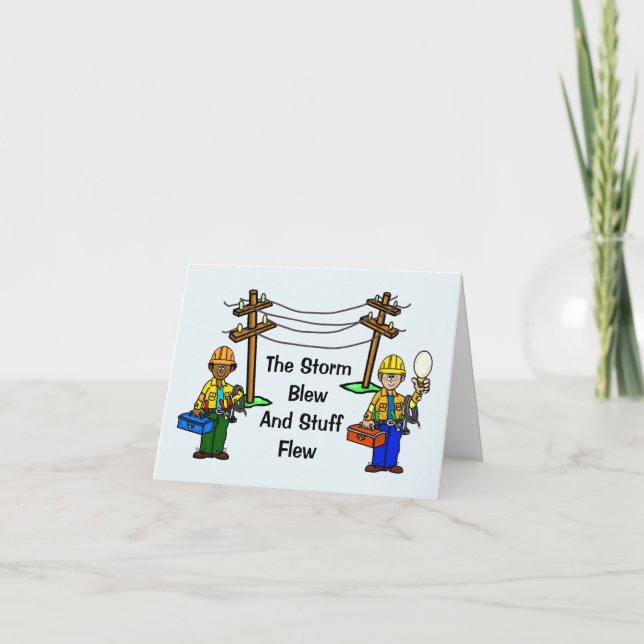 Funny Poem Electrical Linemen Greeting Card (Front)