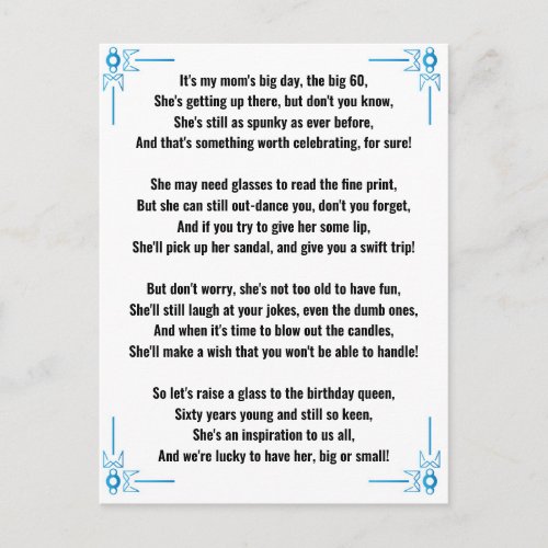 Funny Poem for 60th Birthday Woman