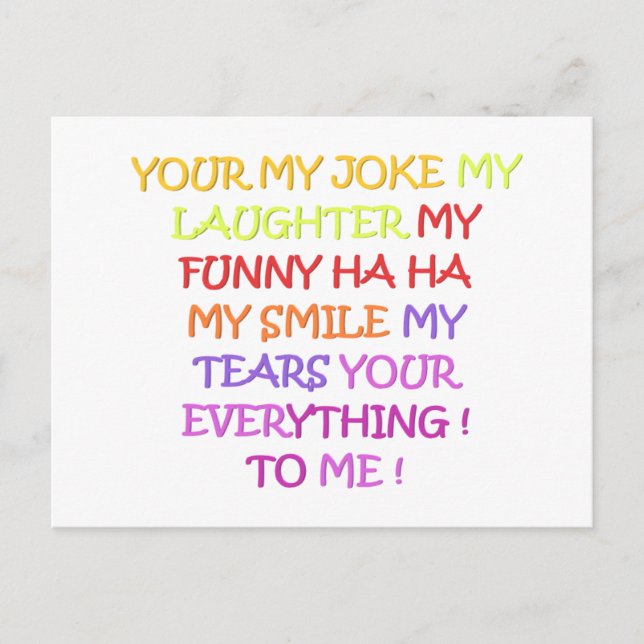 Funny poem love with art design for anyone postcard (Front)