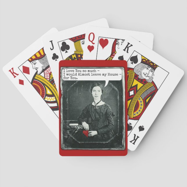 Funny Poet Emily Dickinson Valentine's Day Poker Cards (Back)
