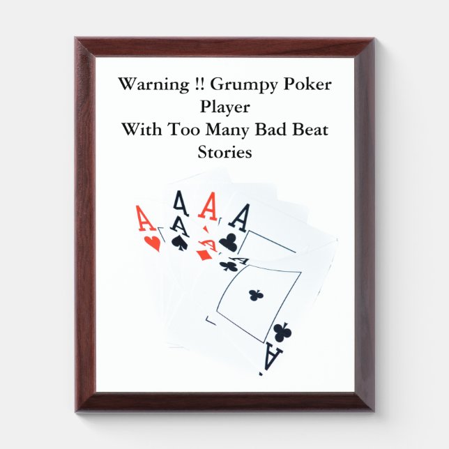 Funny Poker Bad Beat Story, Award Plaque  (Vertical)