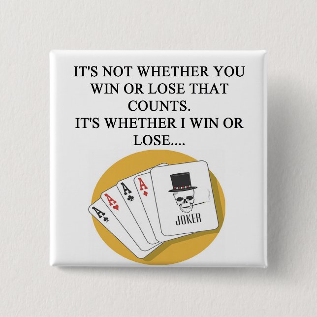 funny poker bridge card player design pinback button (Front)