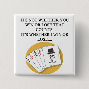 funny poker bridge card player design pinback button