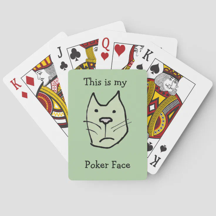 Funny Poker Face Cartoon Cat on Green Background Playing Cards | Zazzle Funny Poker Face Cartoon Cat on Green Background Playing Cards | Zazzle