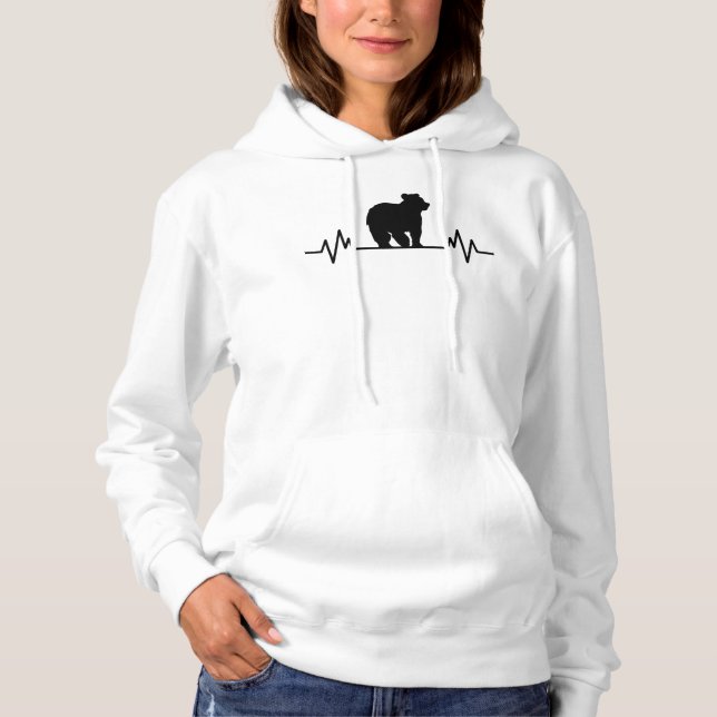 Funny polar bear bears Heartbeat Fun Animal Gift Hoodie (Front)