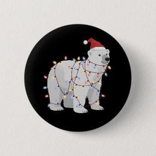 Funny Polar Bear Christmas Animal Lights Lover Button