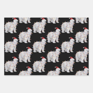 Funny Polar Bear Christmas Animal Lights Lover  Wrapping Paper Sheets